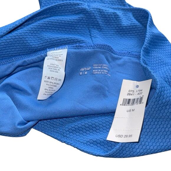 NWT! Aerie Pique High Cut Cheeky Bikini Swim Bottom in Blue - Size Medium - Picture 8 of 9